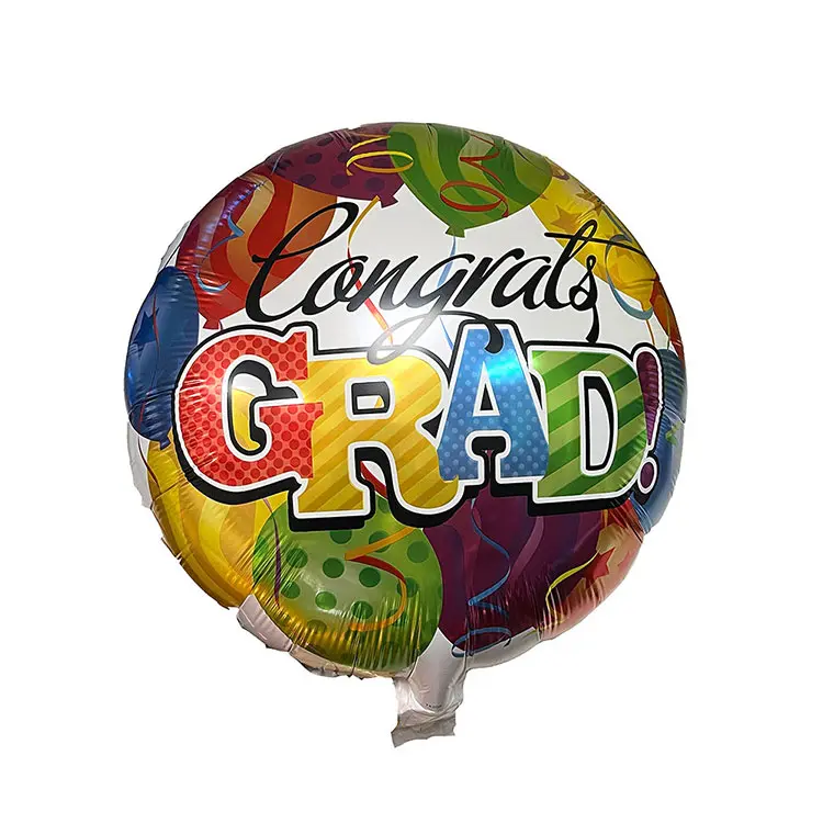 White Congrats Grad Balloon With Colorful Balloon Print (5 pieces)