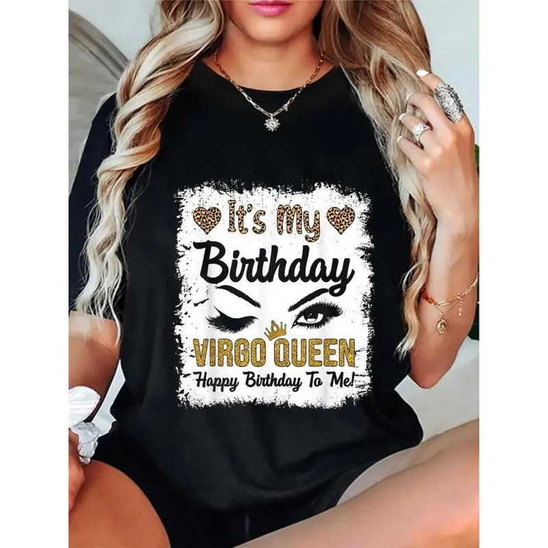[100% Cotton] Fashion Tshirt It Is My Birthday Virgo Queen Funny For Woman Girl T-Shirt Golf Gift T-Shirt For Men And Women