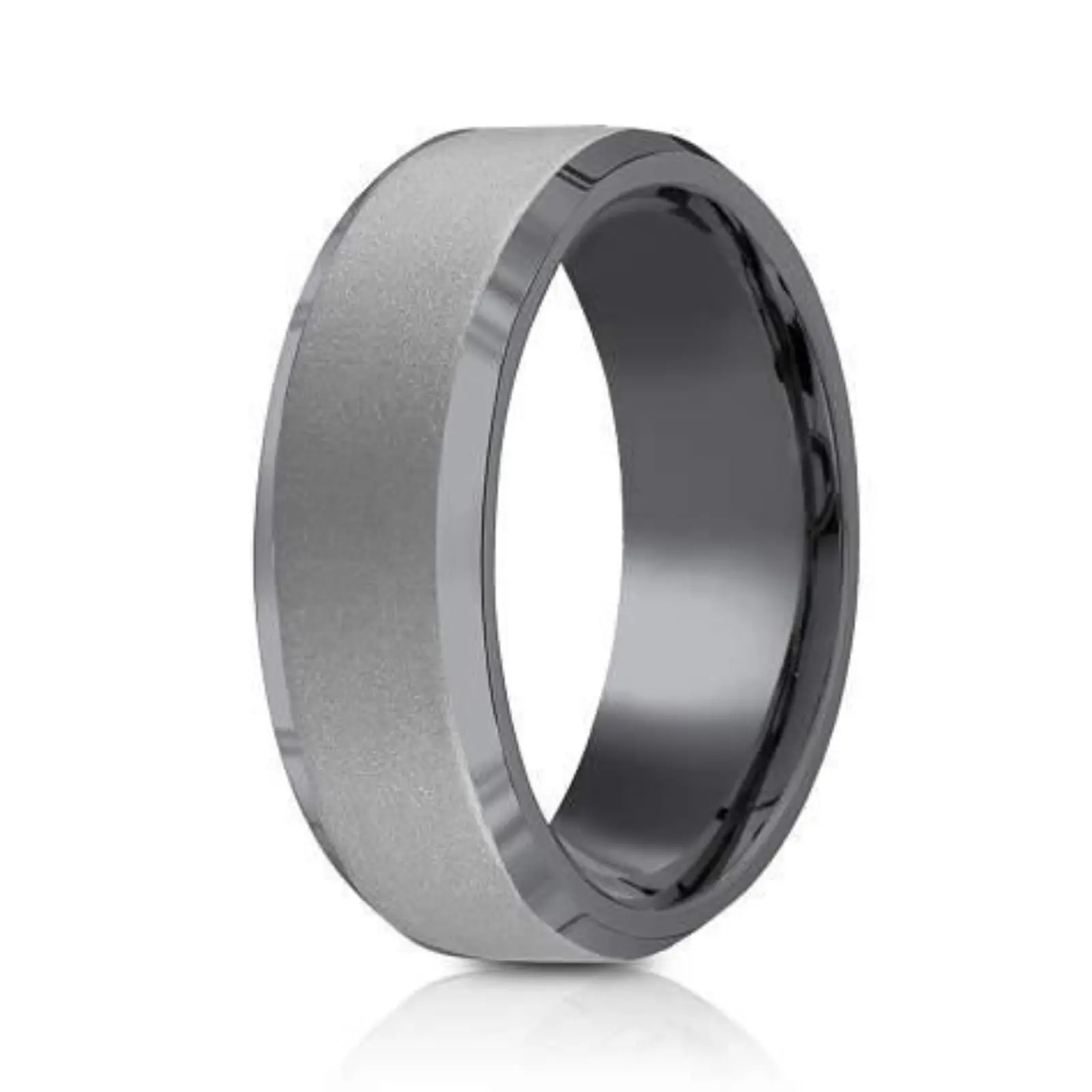 The Chancellor Tantalum 7mm Powder Coated Finish Polish Beveled Edge Mens Ring