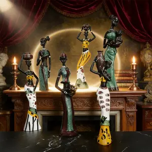 Collectibles Statues Creative African Women's Ornaments Black Retro Synthetic Resin Sculptures Classic Figures Crafts Decorations