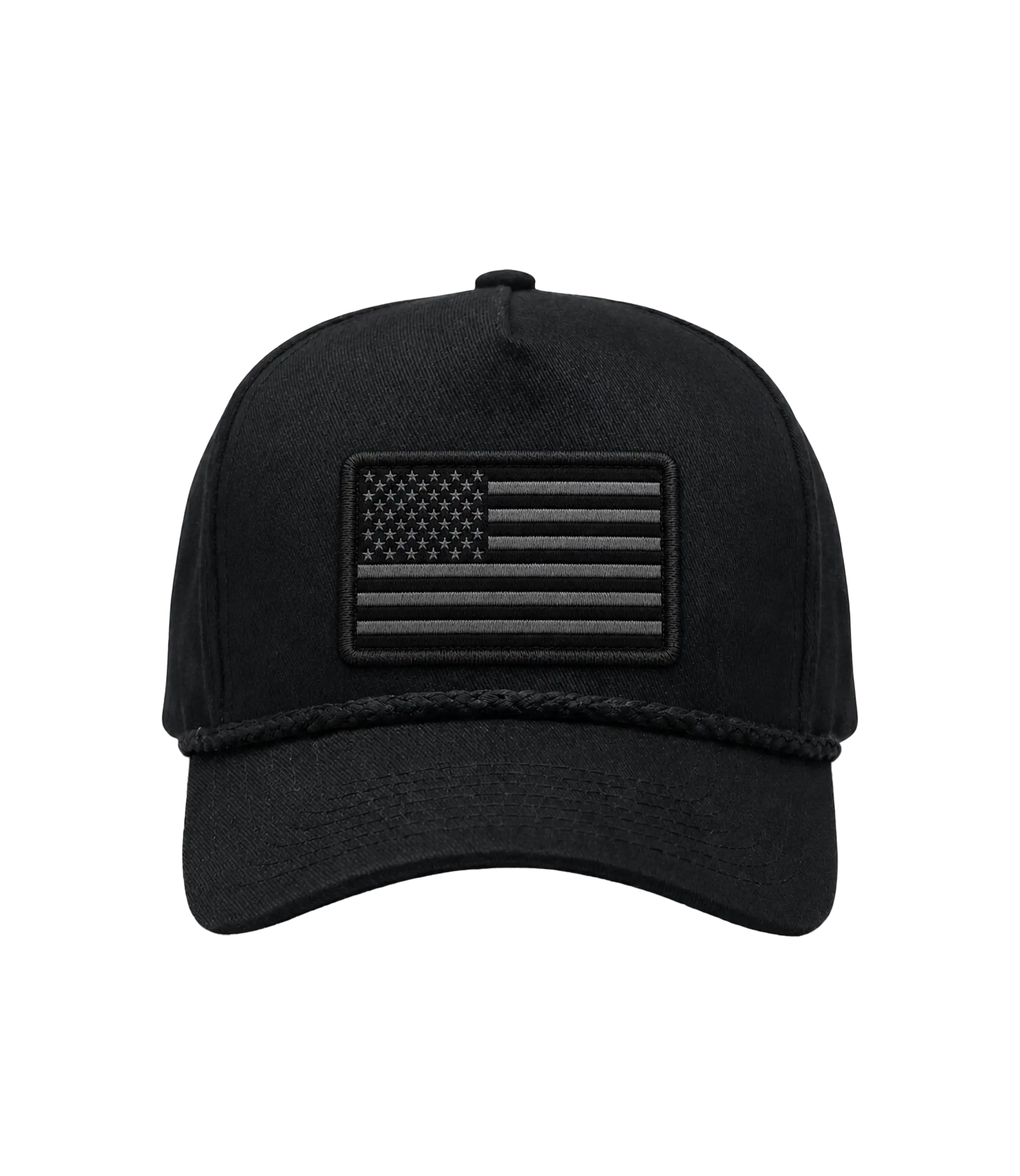 DGO Embroidery Hat - Black Flag Embroidered Patch Design, Stylish Hat Cap for Fashion Accessories Enthusiasts, Flag Patch, Pre-Curved Visor, Rope Cap