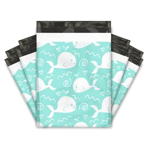 19x24" Blue Whales Designer Poly Mailers Shipping Envelopes Premium Printed Bags