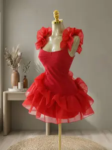 QFAF Women Sleeveless Tierred Ruffles Hem Tank U-neck  A-line Mini Dress Sexy Street Birthday Party Evening Trendy Dresses