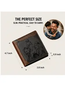 Personalized Photo Wallet for Him, Custom Engraved Leather Purse, Ideal Father's Day Surprise Gift