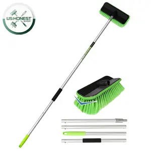 59" V-Shaped Car Wash Brush with Long Handle Snow Sweeping Brushing Adopts Soft Bristle Design Not Floating Hair Suitable for Detail Cleaning Tires Roof SUV RV MPV Truck Camper Indoor Outdoor Window
