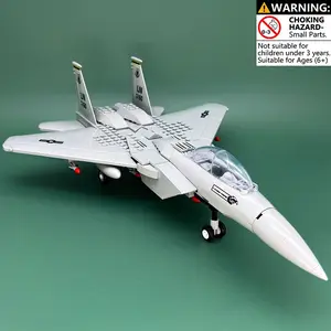 F15 Fighter Jet Building Blocks Toy Set for Kids, Military Aircraft Creative Construction Brick Kit, Fighter Plane Brick Model, STEM Learning Building Toys, Fine Motor Skills, Educational DIY Assembly Playset, Compatible with Major Brands, Birthday Gift