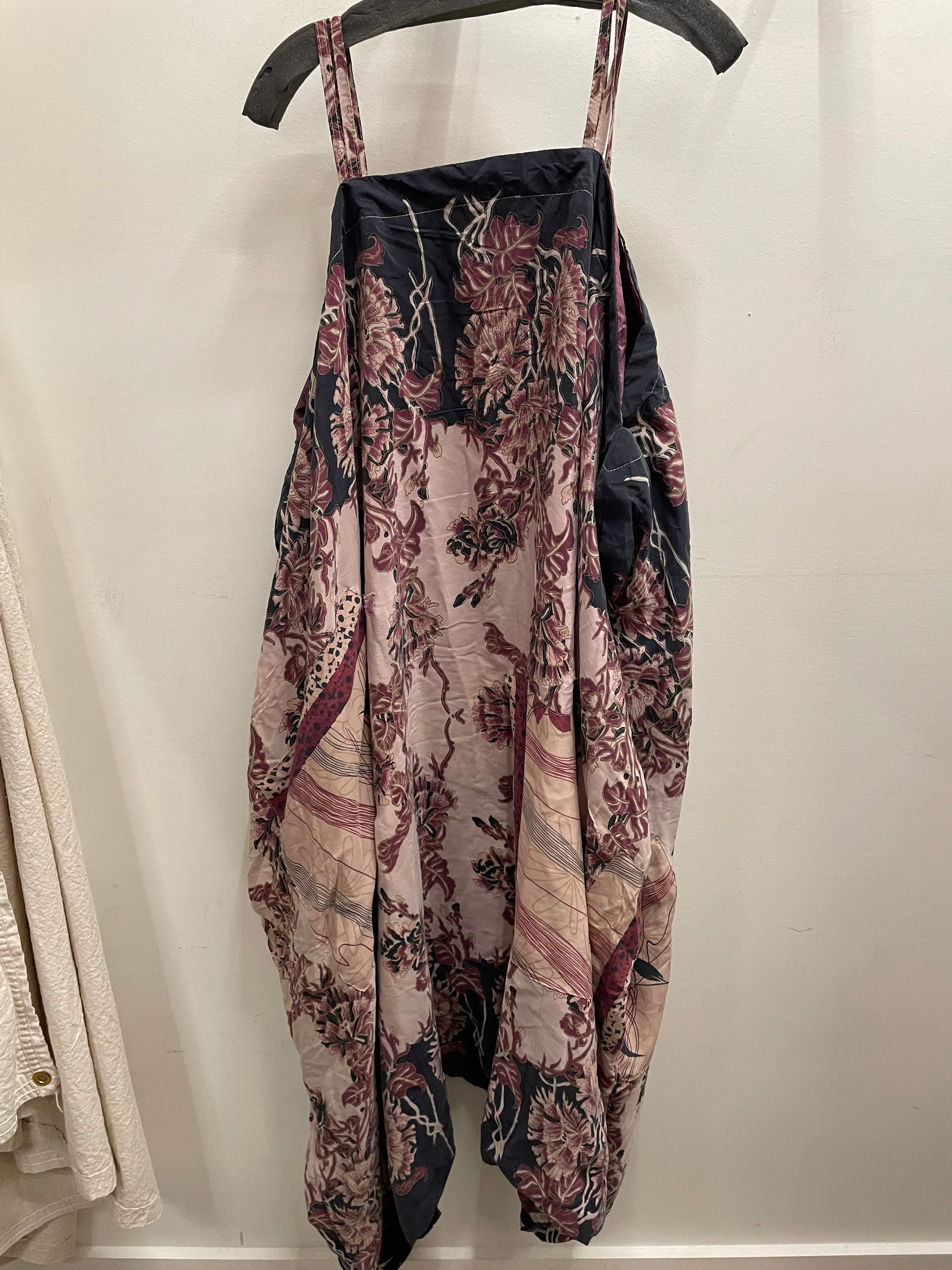 Women's Vintage Crepe Silk Sari Maxi Dress, Handmade Reversible All-Season Design with Square Neckline & Pockets, Fits Sizes 00-24, Fabrics, Hand Wash, Sleeveless, Imperfections Celebrated