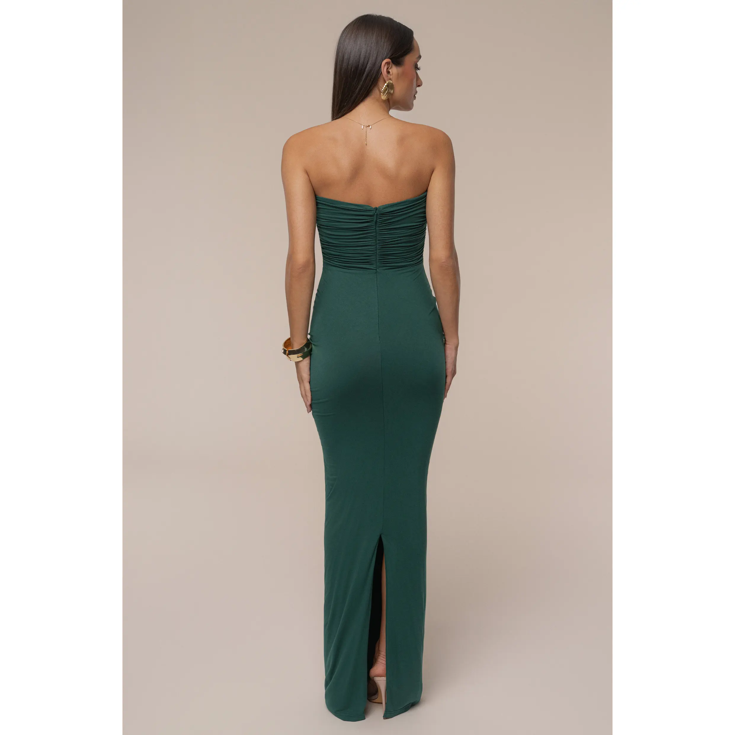 green emerald velvet dress Ladivine CC467 Elegant Embellished Formal Fitted Gown Emerald / 4 main image 1