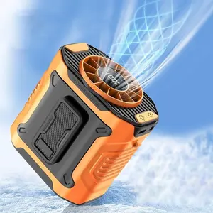 Portable Waist Fan, 100-Wind Speed Powerful Brushless Motor Fan with Digital Display, Cooling Fan with Emergency LED Flashlight Function