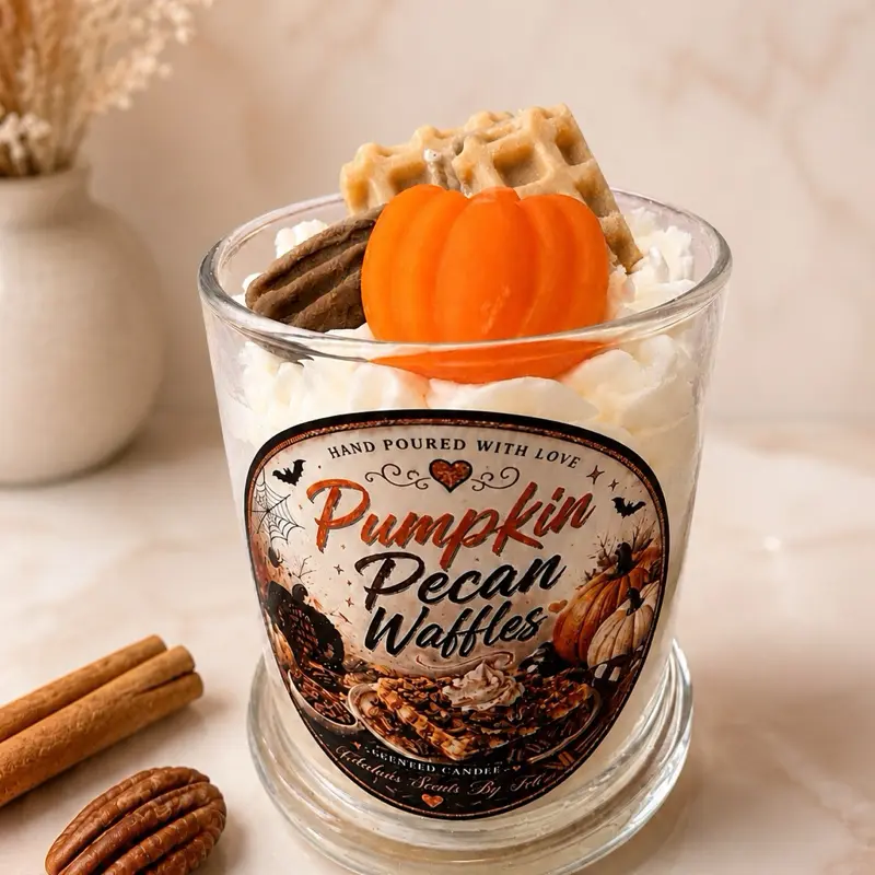 Fresh Pumpkin-Pecan Waffle Scented Candles (Food-Inspired Home Fragrance for Cakes & Pies Lovers)
