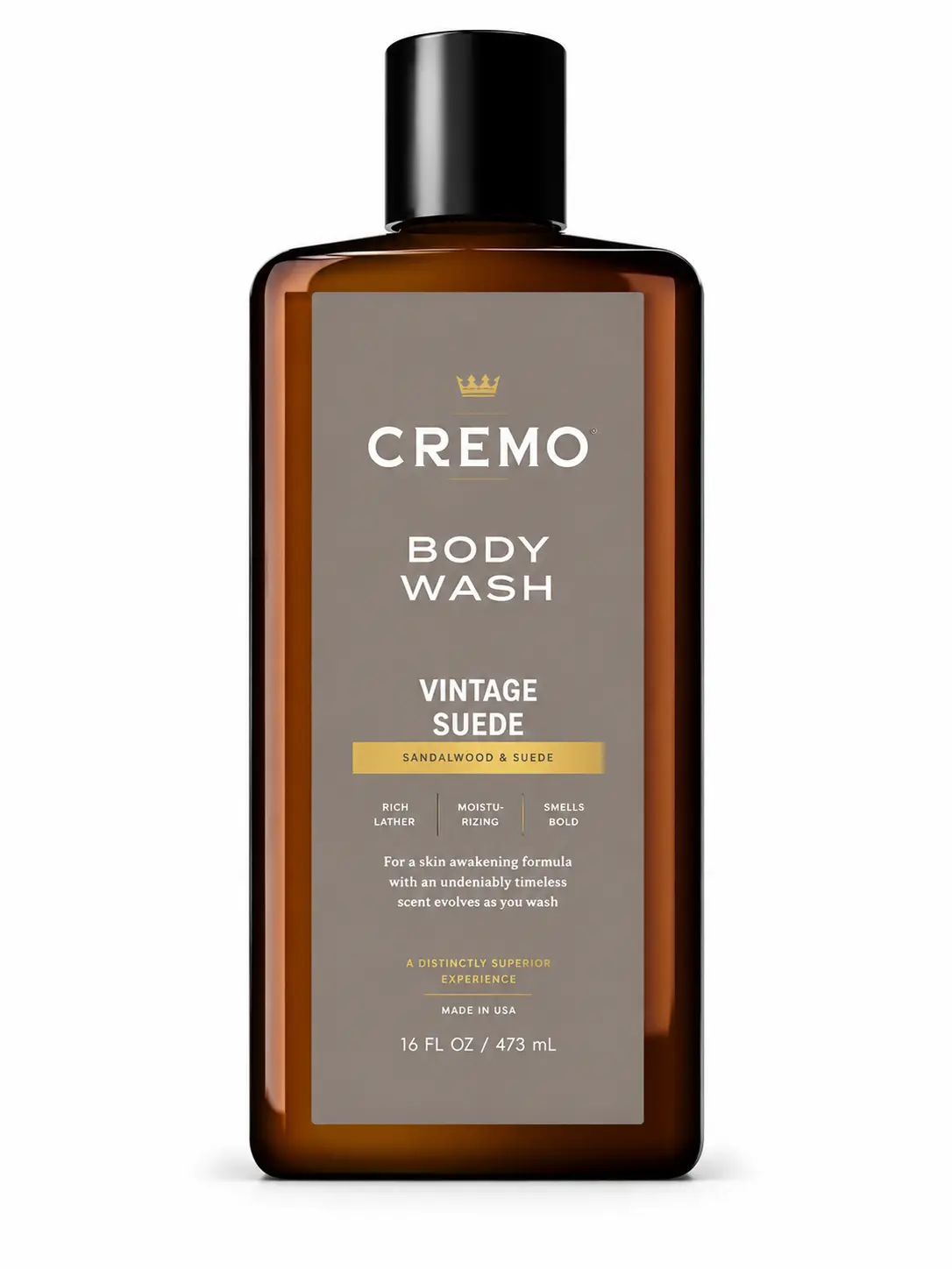 Cremo Body Wash Men, A Vintage Suede with Notes of White Moss and Rich Amber, 16 Fl Oz