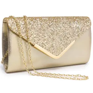 Women Evening Bags Formal Clutch rhinestone Purses for Wedding Party Prom Handbags with Shoulder Strap and Glitter Flap