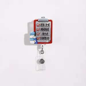 Border Nurse Badge Reel Clipart Board Shape, Glitter Base with 'ask Me About Ama Forms' Text & Bottle Graphic, 1 Piece