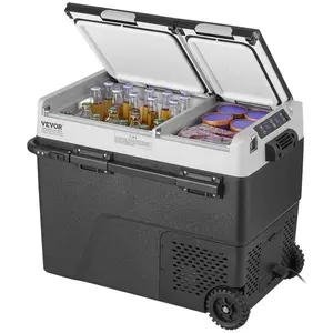 Father's Day Gift Dual-Zone Portable 12V Compressor Beverage Refrigerator, 58L/61.5QT, -4-68°F Adjustable Temperature, Durable Cooler/Freezer for Outdoor & Home Use