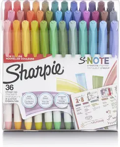SHARPIE S-Note Creative Markers, Pastel Highlighters, Art Marker Set, Assorted Colors, Chisel Tip, 36 Count