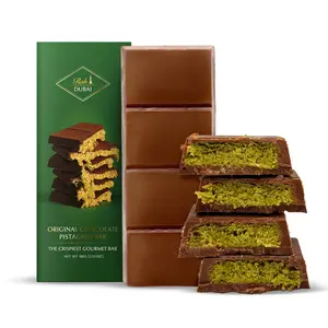 Dubai Chocolate Bar Pistachio, 3.5oz - 100g, Gourmet Chocolate Bar | Dubai Chocolate Bar Pistachio | Loaded with Kunafa, Knafeh - The Crunchiest Kataifi Delight Perfect for Sharing