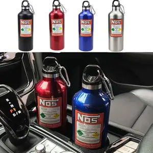 Stainless Steel NOS Nitrogen Bottle Water Bottle - 500ml Lightweight Portable Flask with Straw, Racing Style Car Interior Decoration & Stowing Accessory