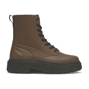 PUMA Womens Dinara Round Toe Lace Up Casual Boots Ankle Low Heel 1-2" - Brown