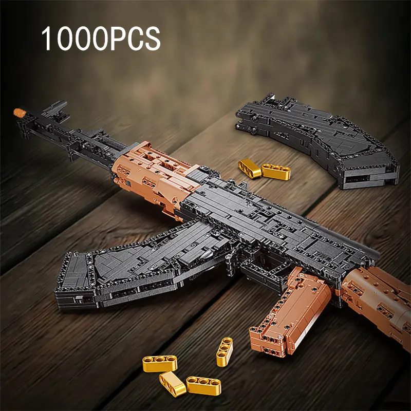 1400pcs Ak47 Building Blocks, Akm Assault Rifle Model, Large Size Gun Collectibles, Prop Guns, Desktop Decoration, Holiday Gift, Durable