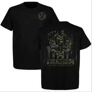 Ruger Camo American Flag Graphic T-Shirt, Sturm Ruger Firearms Hunting Tee, Tactical Outdoor 2A Patriotic Shirt, Gift for Men
