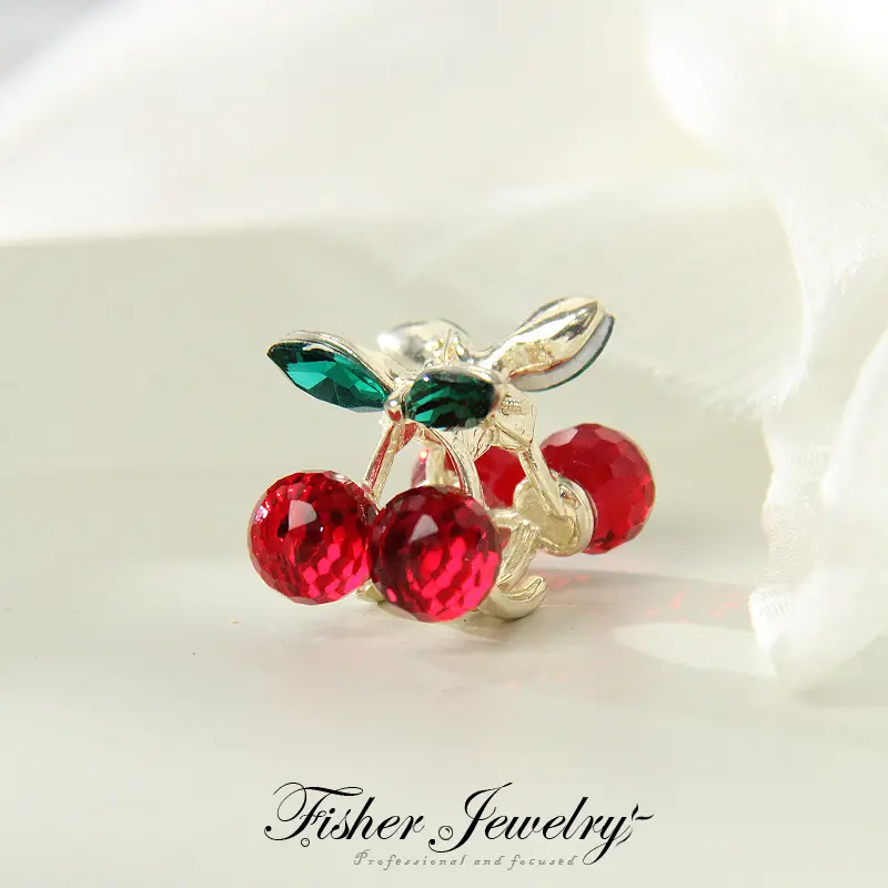 Cherry Sweet Bangs Clip, Women's Forehead Hair Clip, Exquisite and Cute Side Clip, Side Hairpin, Mini Claw Clip, Rhinestone Hair Clips for Women and Girls