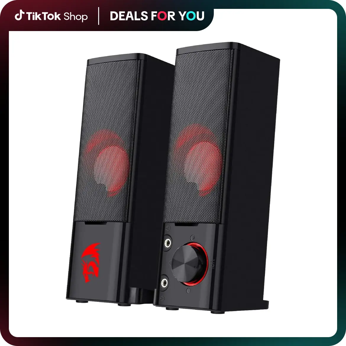Redragon GS550 Gaming Audio Speakers - 2.0 Channel Desktop Sound System, Compact Maneuverable Gaming Accessories, Soundboard Device with Headphone Jack, Quality Bass, Decent Red Backlit, USB Powered 3.5mm Cable