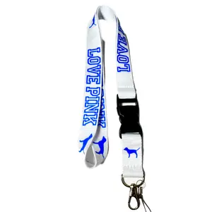 NEW Love Pink Lanyard Keychain White