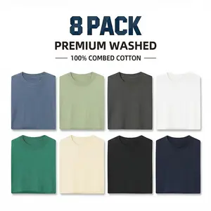 Men’s 4-pack T-shirts, 100% pure cotton crew-neck short-sleeve knit fabric tops, quick-drying, breathable, moisture-wicking, lightweight solid-color casual pullover shirts suitable for summer everyday wear, outdoor sports, and home lounging