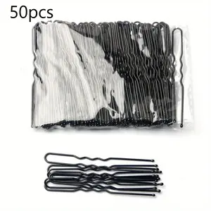 50 Pcs/Bag 5cm U Shaped Alloy Hairpins Waved Hair Clips Simple Metal Bobby Pins Barrettes Bridal Hairstyle Tool Hair Pins