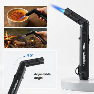 【No ethane】90° rotatable igniter, 1800° high-temperature metal butane gas torch lighter - windproof, kitchen food heating, portable for outdoor use, adjustable flame control, for outdoor welding, camping (butane gas not included), summer gift.