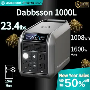 Dabbsson 1008Wh 1000L Portable Power Station 1600W Max Output Semi-solid LiFePO4 Battery Light Compact for Outdoor Camping RV Roadtrip Emergency Home Backup Power Offgrid Living Solar Generator