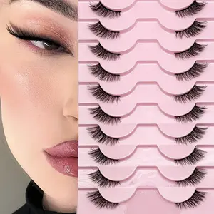 Set of 10 Pairs Natural Half Eye Fox Series False Lashes, 3mm, 5mm, 9mm, Soft and Lightweight, Ideal for Beginners and Daily Use