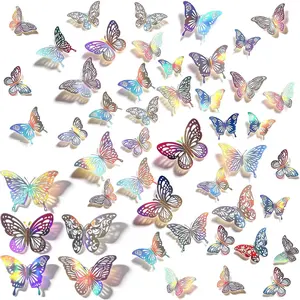 60 count  Butterfly Wall Stickers for Decorations Butterflies Sticker Decor Butterflies for Crafts Wedding Party Crafts Wall Stickers Room Decor Cake Decorating 5 Styles 3 Sizes