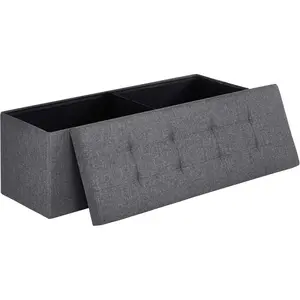 MAZIE Collection - 43 Inches Folding Storage Ottoman Bench, Ottoman Foot Rest, End of Bed Bench, Storage Chest, Load 660 lb, for Living Room, Bedroom, Entryway, Dark Gray ULSF77K