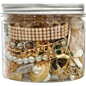 MysteriousSurprise 10-50 Jewelry Jars - Metal Geometric Hoops, Stud Earrings, Necklaces and Anklets - Everyday Wear, Parties, Christmas Gifts. (With A Jar