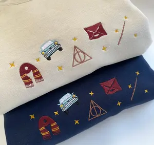 Embroidered Wizard Magic Wand Sweatshirt, Embroidery Wizard Tee Shirt, Witchcraft T-Shirt, Embroidered Wizard World Shirt, Hogwarts School Sweater