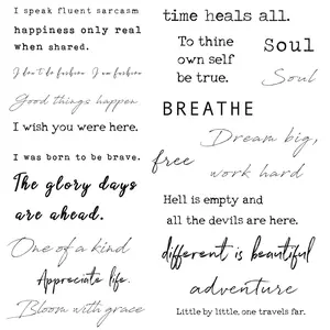 Realistic Temporary Tattoos - 20 Individual Line Pcs, Waterproof Inspirational Words for Adult, Women (Words)