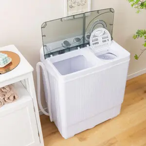 Portable Twin Tub Washing Machine with Timer Control