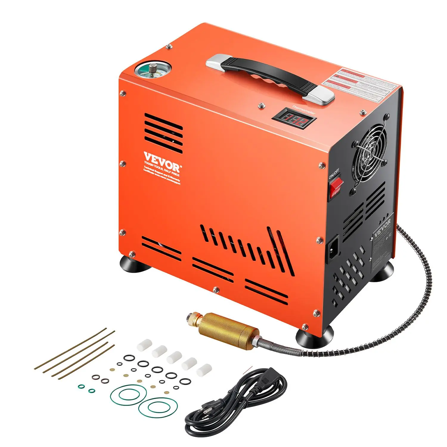 【Summerfinds】VEVOR PCP Air Compressor 800W Dual-Cylinder PCP Airgun Compressor 4500PSI/30Mpa with Built-in Fan Cooling SystemAuto-Stop | Oil Free Paintball Tank Compressor for Air RifleScuba Diving Bottle