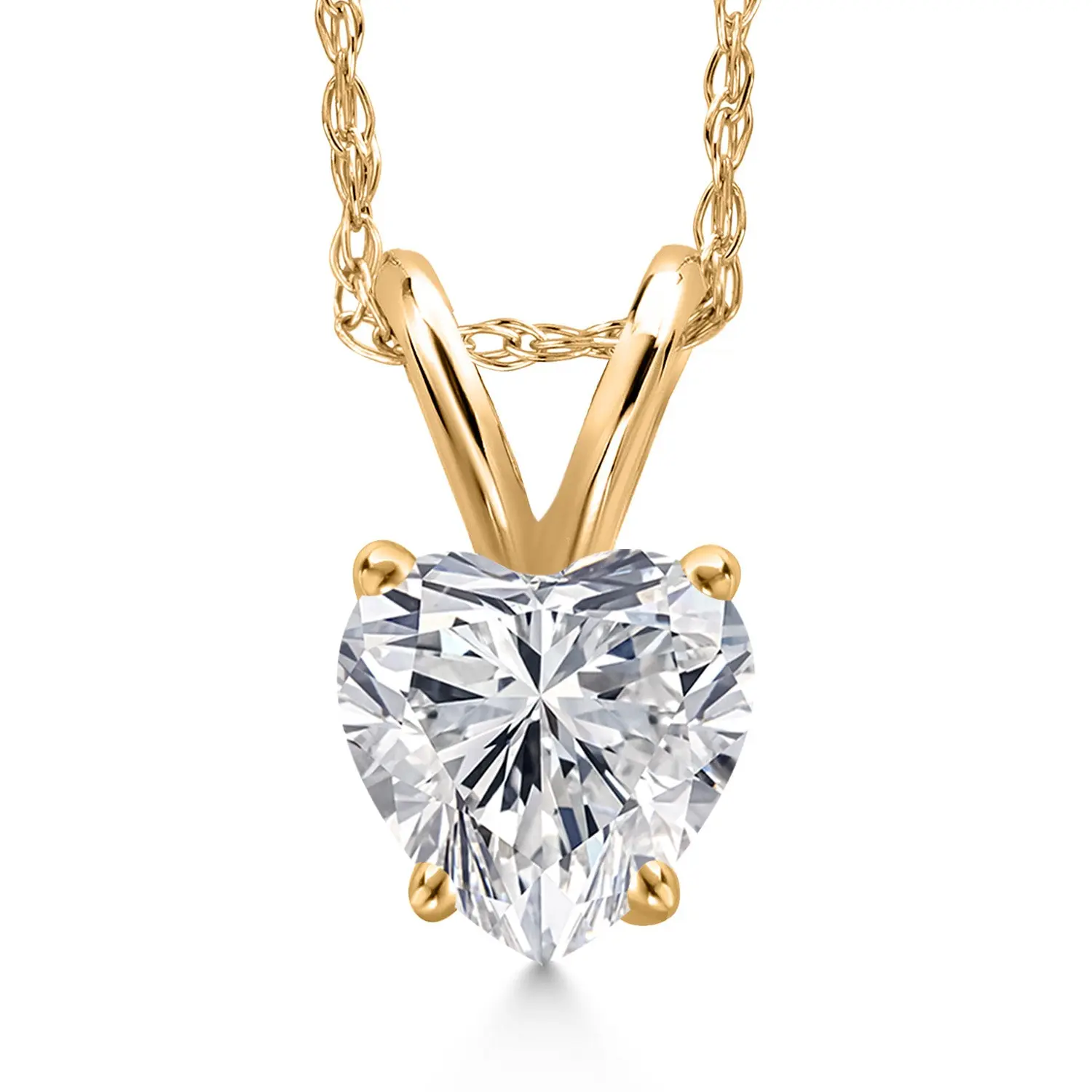 Heart Shape Pendant Necklace for Women | 10K Yellow Gold | Heart Shape 5MM | Gemstone Birthstone | Gold Necklace for Women | With 18 Inch Chain | Fine Jewelry Gift for Her Mom Wife
