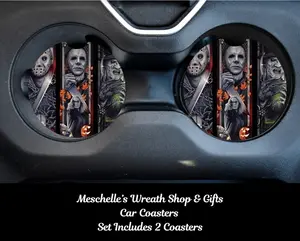 Horror Characters Car Coasters, Automotive Accessory for Interior Decoration and Functional Use, Car Accessory