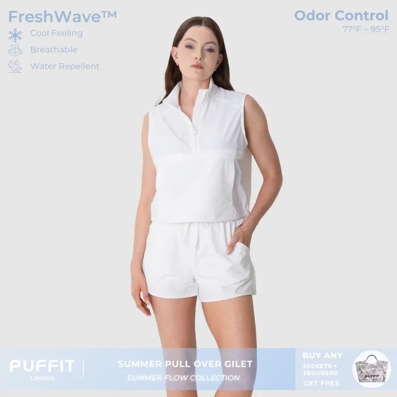 PUFFIT Summer Flow Short Gilet,Sleeveless,Stain Resistant,Water Repellent,Breathable,Odor,Control,Womenswear,Outdoor,Sport,Out Wear,Dog Walking,2026 Shopping