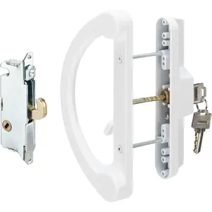 Sliding Glass Door Handle with Mortise Lock and Key Cylinder,Patio Door Lock with Key Replacement Patio Door Handle Set Sliding Door Lock Fits 3-15/16" Screw Hole Spacing,Reversible Design