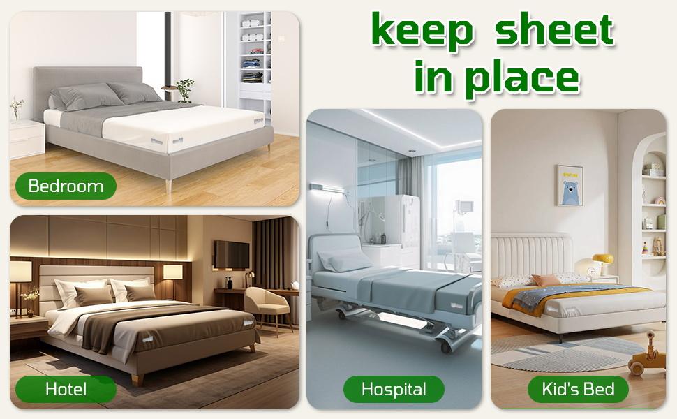 Bed Sheet Holders for Corners, Lock Bed Sheet Grippers, 4Pcs Upgrade Fitted Sheet Holders Keep Sheets Firm & Tight, Bed Sheet Clips Keeping Sheets Place, Fit All Mattress Easy Install