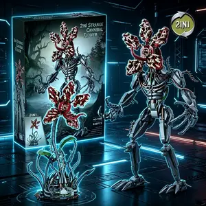 Stranger Things Demogorgon Building Blocks, 2-In-1 Cannibal Flower Monster Model Kit, 858pcs DIY Assembly Bricks, Halloween Decor