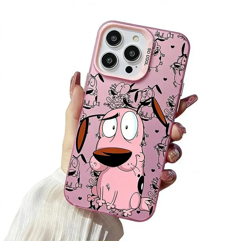 Kawaii Courage the Cowardly Dog Phone Case,soft Pink Shockproof cartoon Cover,for iPhone 17 Promax 16 15 14 13 12 11 8 7 for Samsung Series,Tough Durable Design Phone Case,Cellphone Protection cover,lovely gift for her