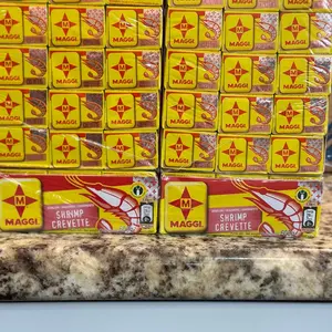 Fufu flour, Titus sardines , knorr seasonings , maggi star, maggi crayfish .