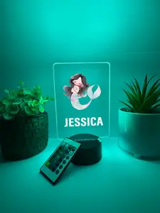 Mermaid, Scales, Fin, Tail, LED Night Light Birthday Gifts For Toddlers, kids, Baby, Newborn, Girl, Christmas Present, Baby Shower, Bedroom Decor, FREE Personalization, 16 Color Options light with remote included, Made in USA, Push Gift Nursery Decoration