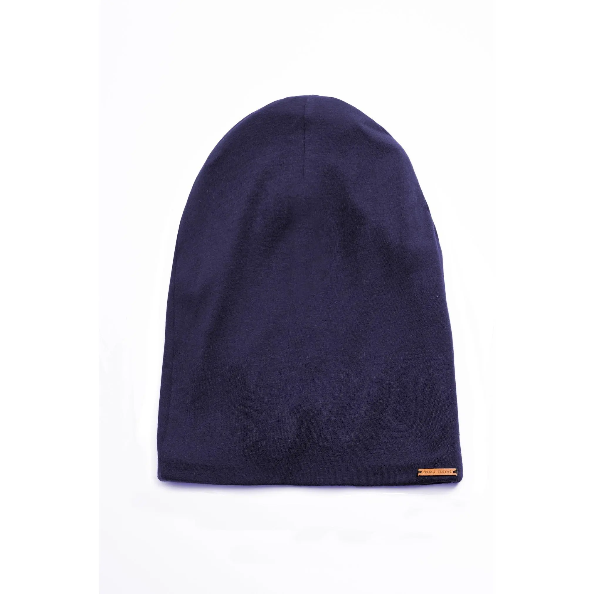 Navy Extra Long Slap Satin-Lined Cap, Solid Color Hat for Daily Wear