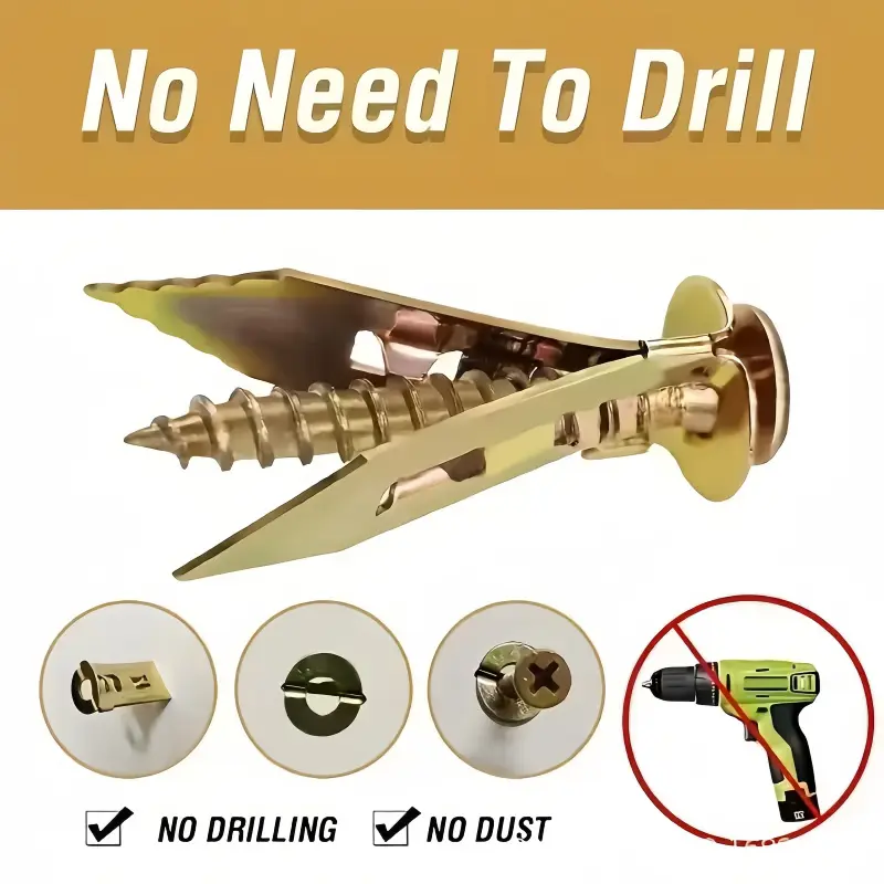 Self-Drilling Expansion Screw Kit - Heavy-Duty Sawtooth Expansion Screws, Strong Expansion, Durable, Suitable for Wood, Drywall, Fiber Crd, Concrete, Compatible with Picture Frames, Bookshelves, Cabinet Installation, Expansion Bolt Kit